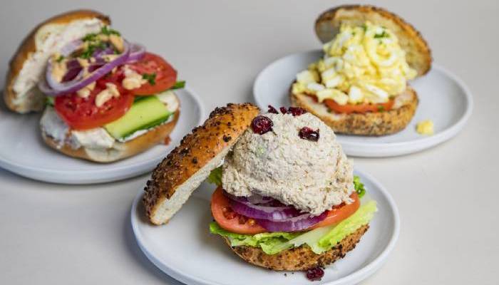 three open face bagels